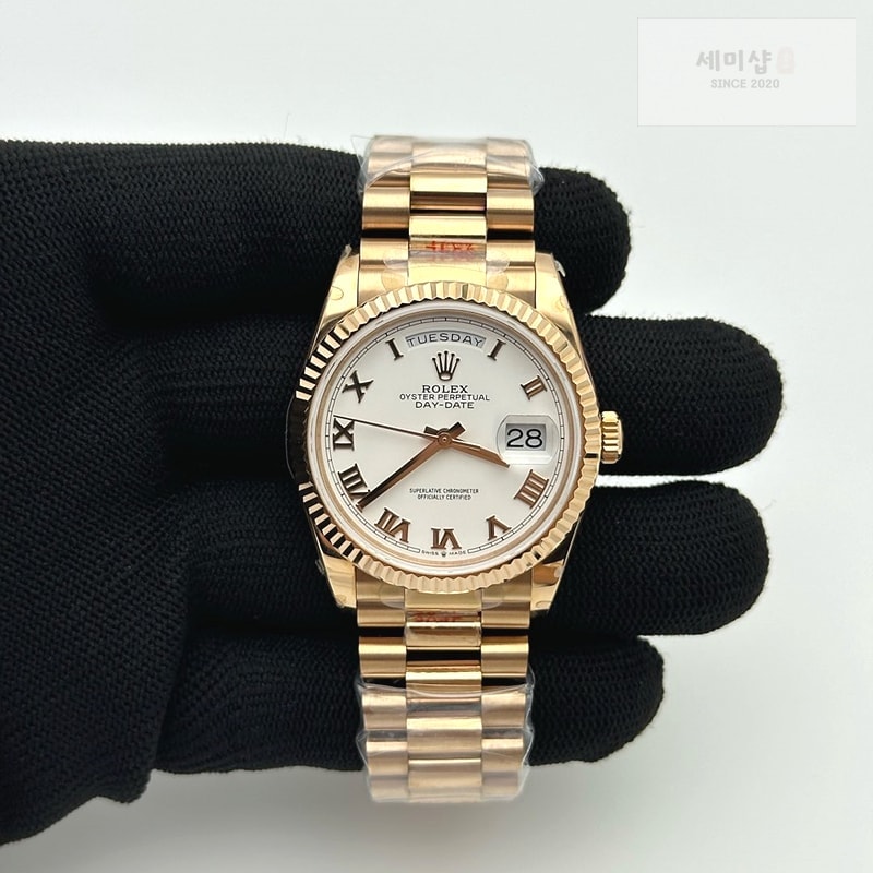 Rolex GM공장 롤렉스 데이데이트 36 로즈골드금통 화이트다이얼 로만인덱스 프레지던트프레이슬릿 2836 DayDate 36mm Pre RG/RG Wht/Rm GMF A2836 시계 3번 이미지