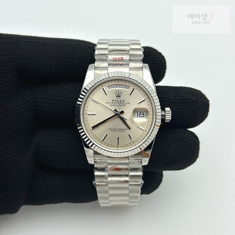 Rolex GM공장 롤렉스 데이데이트 36 실버다이얼 프레지던트브레이슬릿 2836 Day Date 36 128239 GMF 1:1 Best Edition 904L Steel Silver Dial Stick Markers on Bracelet A2836 시계 1번 이미지