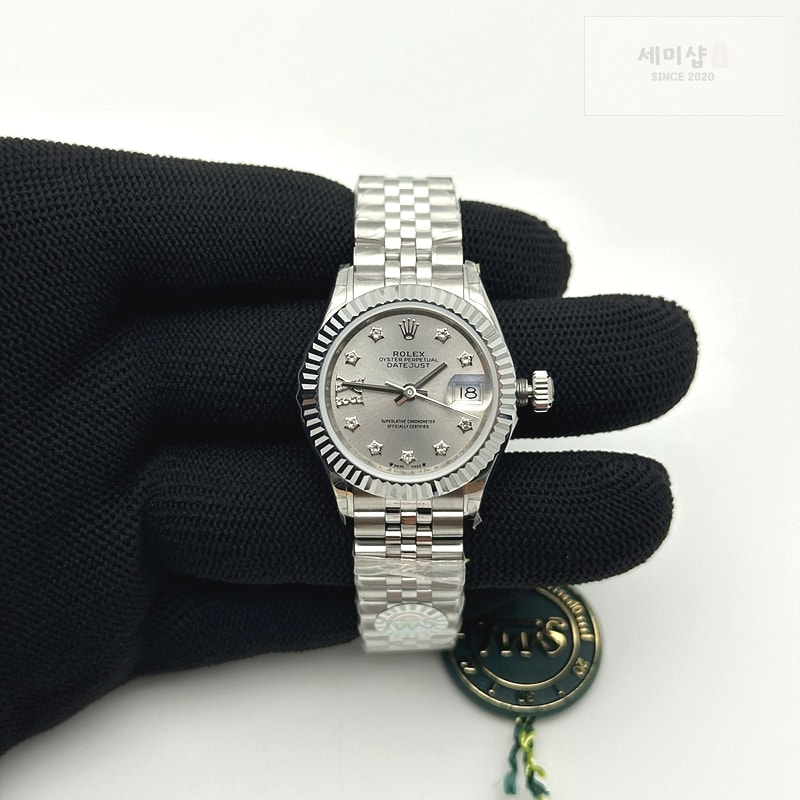 Rolex APS공장 롤렉스 레이디 데이저스트 28 스틸 실버별다이아몬드다이얼 플루티드베젤 쥬빌레브레이슬릿 Datejust 28mm 279179 SS APSF Best Edition Silver Dial Stars Crystals Markers on SS Jubilee Bracelet NH05 시계 2번 이미지