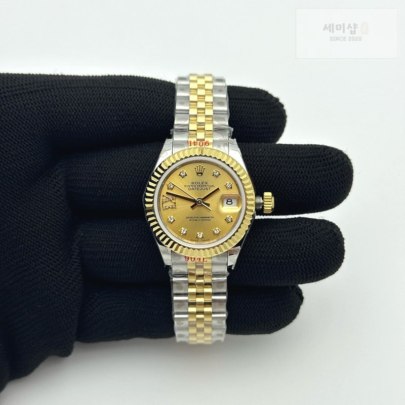 Rolex GM공장 롤렉스 레이디 데이저스트 28 옐로우골드콤비 샴페인다이얼 다이아몬드인덱스 주빌레브레이슬릿 DJ Ladies 28mm Jub Flt 904L YG/SS Gold/SDia GMF A2671 시계 1번 이미지