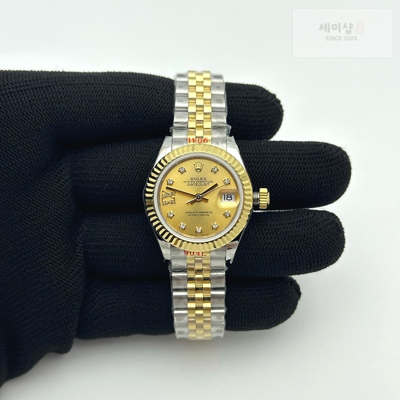 Rolex GM공장 롤렉스 레이디 데이저스트 28 옐로우골드콤비 샴페인다이얼 다이아몬드인덱스 주빌레브레이슬릿 DJ Ladies 28mm Jub Flt 904L YG/SS Gold/SDia GMF A2671 시계 2번 이미지