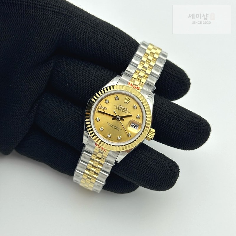 Rolex GM공장 롤렉스 레이디 데이저스트 28 옐로우골드콤비 샴페인다이얼 다이아몬드인덱스 주빌레브레이슬릿 DJ Ladies 28mm Jub Flt 904L YG/SS Gold/SDia GMF A2671 시계 4번 이미지