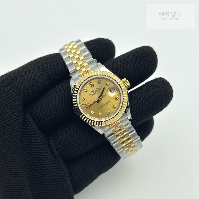 Rolex GM공장 롤렉스 레이디 데이저스트 28 옐로우골드콤비 샴페인다이얼 다이아몬드인덱스 주빌레브레이슬릿 DJ Ladies 28mm Jub Flt 904L YG/SS Gold/SDia GMF A2671 시계 5번 이미지