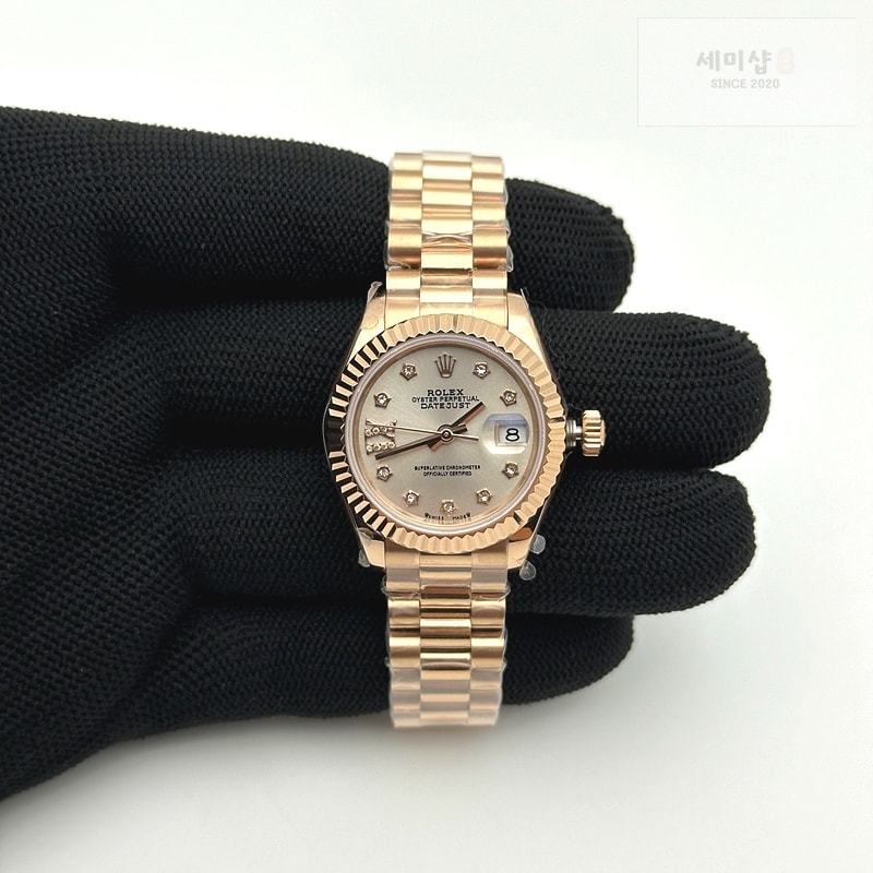Rolex SY공장 롤렉스 레이디 데이저스트28 로즈골드금장 다이아베젤 실버다이얼 다이아인덱스 프레지던트브레이슬릿 시계 1번 이미지