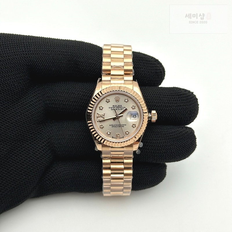Rolex SY공장 롤렉스 레이디 데이저스트28 로즈골드금장 다이아베젤 실버다이얼 다이아인덱스 프레지던트브레이슬릿 시계 2번 이미지