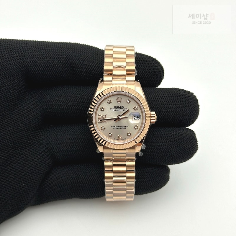Rolex SY공장 롤렉스 레이디 데이저스트28 로즈골드금장 다이아베젤 실버다이얼 다이아인덱스 프레지던트브레이슬릿 시계 3번 이미지
