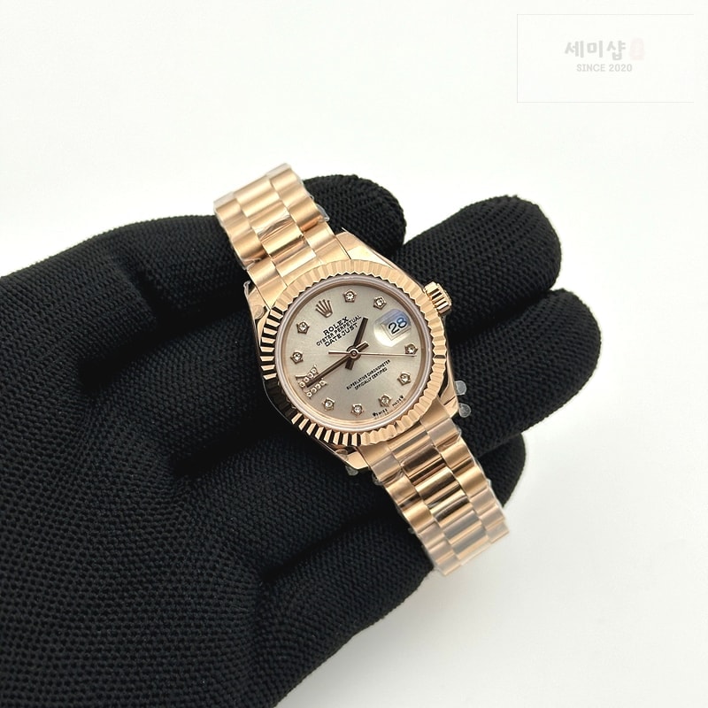 Rolex SY공장 롤렉스 레이디 데이저스트28 로즈골드금장 다이아베젤 실버다이얼 다이아인덱스 프레지던트브레이슬릿 시계 4번 이미지