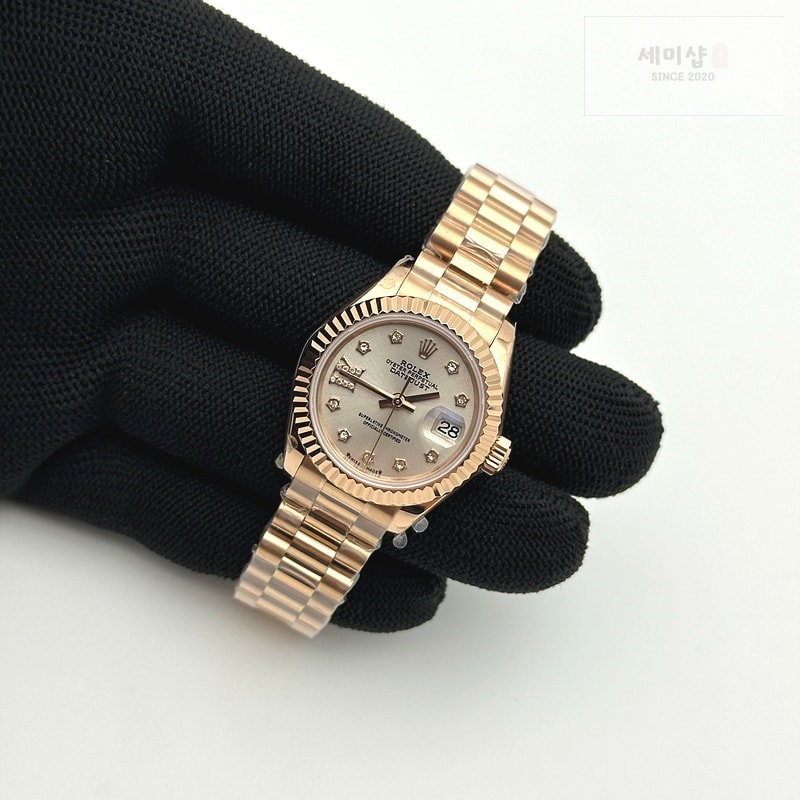 Rolex SY공장 롤렉스 레이디 데이저스트28 로즈골드금장 다이아베젤 실버다이얼 다이아인덱스 프레지던트브레이슬릿 시계 5번 이미지