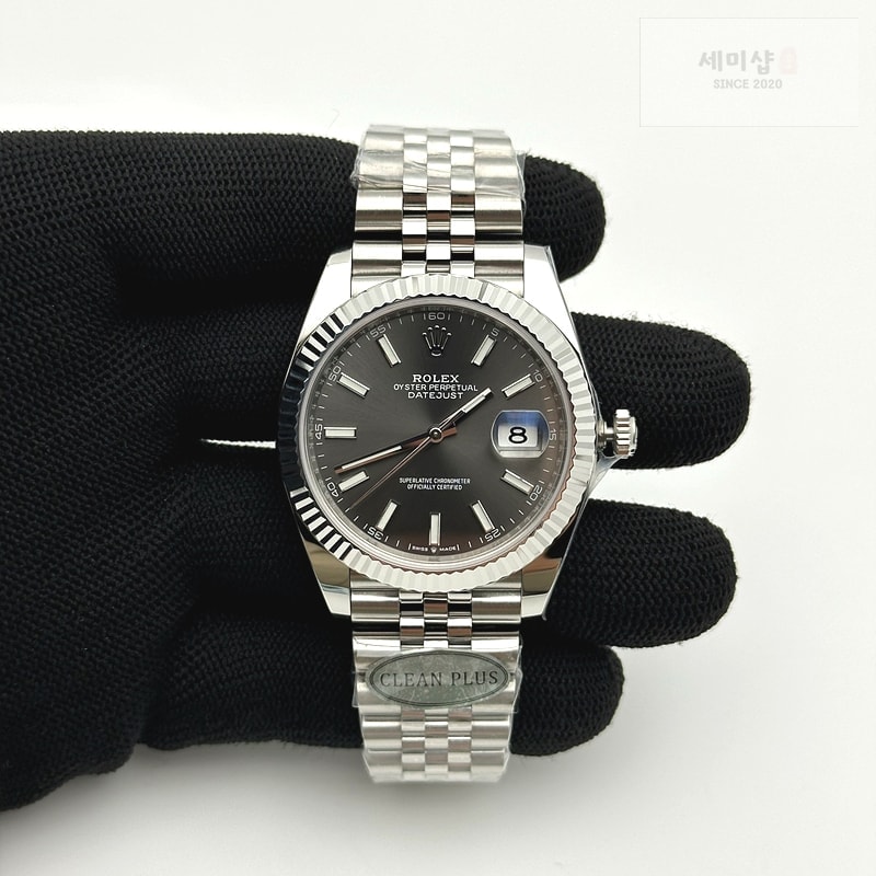 Rolex CLEAN공장 롤렉스 데이저스트 41 스틸 그레이다이얼 오이스터브레이슬릿 다크로듐 클린공장 DJ2 41mm Oys Flt 904L SS/SS Grey/Stk Clean VR3235 시계 1번 이미지