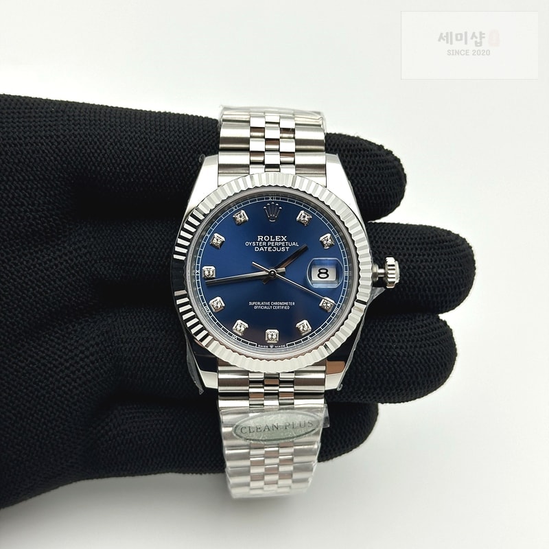 Rolex CLEAN공장 롤렉스 데이저스트 41 스틸 블루다이얼 텐포인트인덱스 플루티드베젤 쥬빌레브레이슬릿 DateJust 41mm 126334 904L SS Clean Plus 1:1 Best Edition Blue Dial Diamond Marker On Jubilee Bracelet DD3235 클린 플러스 시계 1번 이미지