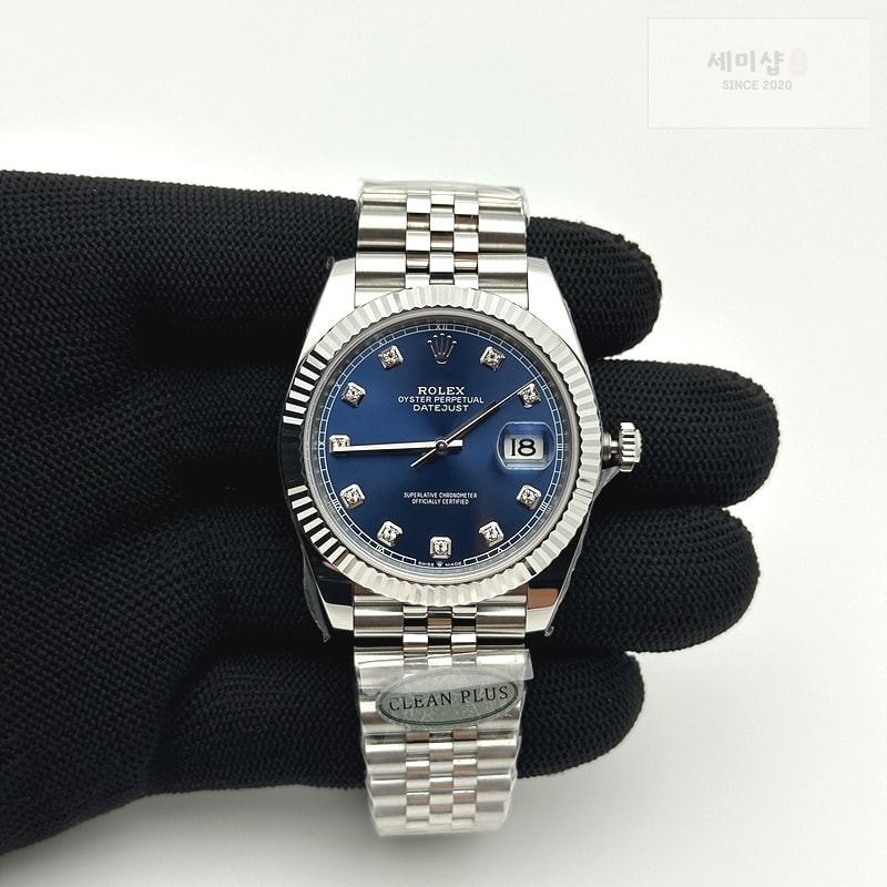 Rolex CLEAN공장 롤렉스 데이저스트 41 스틸 블루다이얼 텐포인트인덱스 플루티드베젤 쥬빌레브레이슬릿 DateJust 41mm 126334 904L SS Clean Plus 1:1 Best Edition Blue Dial Diamond Marker On Jubilee Bracelet DD3235 클린 플러스 시계 2번 이미지