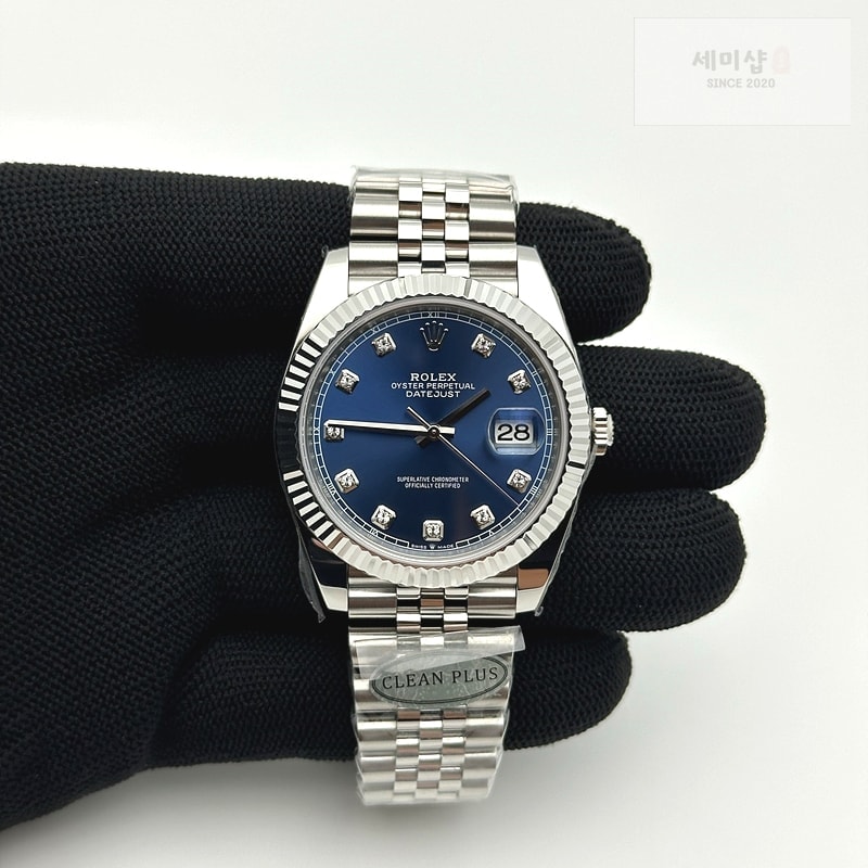 Rolex CLEAN공장 롤렉스 데이저스트 41 스틸 블루다이얼 텐포인트인덱스 플루티드베젤 쥬빌레브레이슬릿 DateJust 41mm 126334 904L SS Clean Plus 1:1 Best Edition Blue Dial Diamond Marker On Jubilee Bracelet DD3235 클린 플러스 시계 3번 이미지