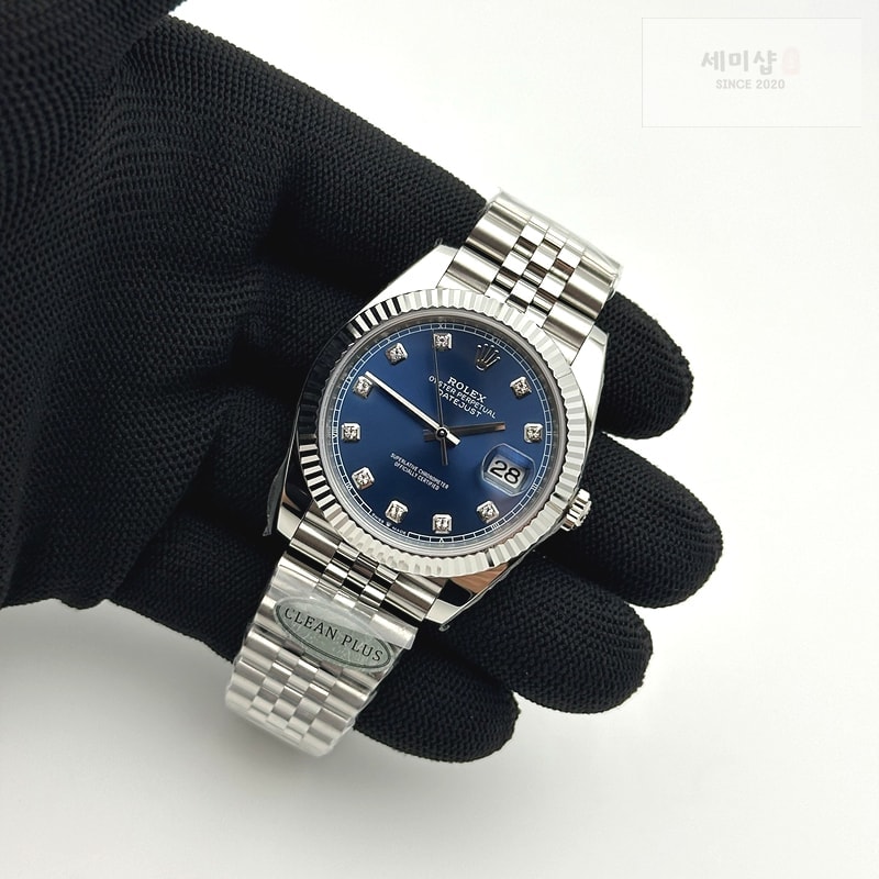 Rolex CLEAN공장 롤렉스 데이저스트 41 스틸 블루다이얼 텐포인트인덱스 플루티드베젤 쥬빌레브레이슬릿 DateJust 41mm 126334 904L SS Clean Plus 1:1 Best Edition Blue Dial Diamond Marker On Jubilee Bracelet DD3235 클린 플러스 시계 5번 이미지