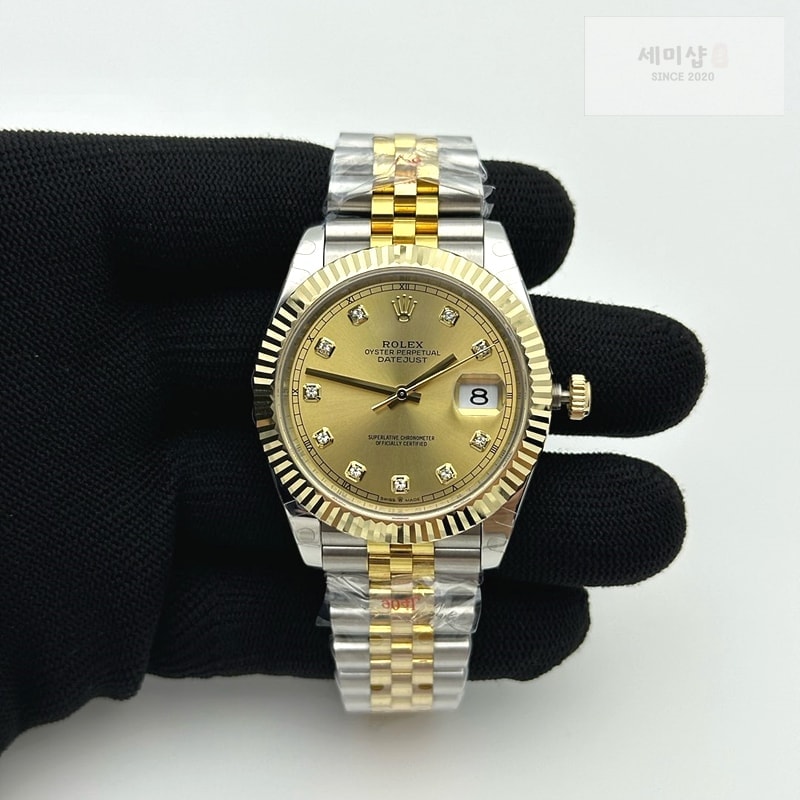 Rolex GM공장 롤렉스 데이저스트 41 옐로우골드 포금콤비 화이트자개다이얼 텐포인트인덱스 오이스터브레이슬릿 시계 1번 이미지