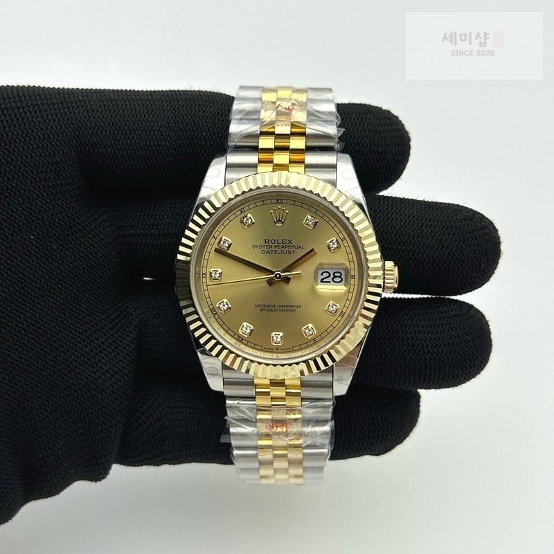 Rolex GM공장 롤렉스 데이저스트 41 옐로우골드 포금콤비 화이트자개다이얼 텐포인트인덱스 오이스터브레이슬릿 시계 3번 이미지