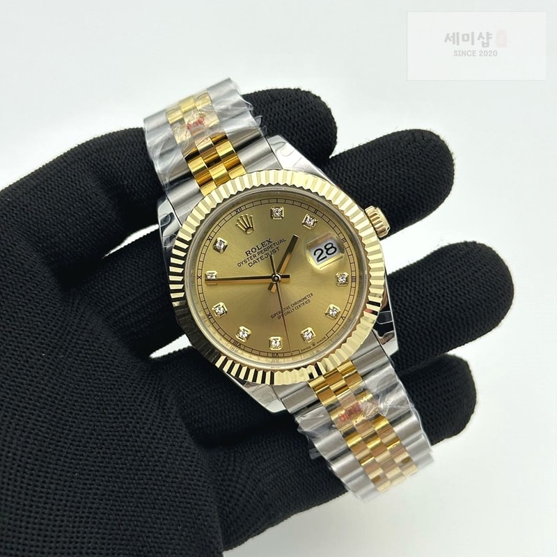 Rolex GM공장 롤렉스 데이저스트 41 옐로우골드 포금콤비 화이트자개다이얼 텐포인트인덱스 오이스터브레이슬릿 시계 4번 이미지