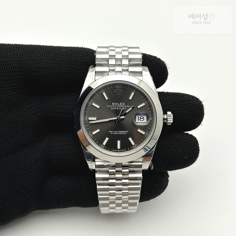 Rolex VS공장 롤렉스 데이저스트 41 스틸 그레이다이얼 돔베젤 쥬빌레브레이슬릿 다크로듐 DateJust 41 126330 904L SS VSF 1:1 Best Edition Gray Dial on Jubilee Bracelet VS3235 시계 2번 이미지
