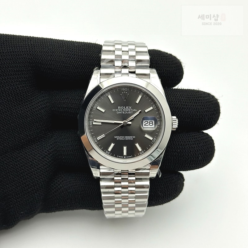 Rolex VS공장 롤렉스 데이저스트 41 스틸 그레이다이얼 돔베젤 쥬빌레브레이슬릿 다크로듐 DateJust 41 126330 904L SS VSF 1:1 Best Edition Gray Dial on Jubilee Bracelet VS3235 시계 3번 이미지