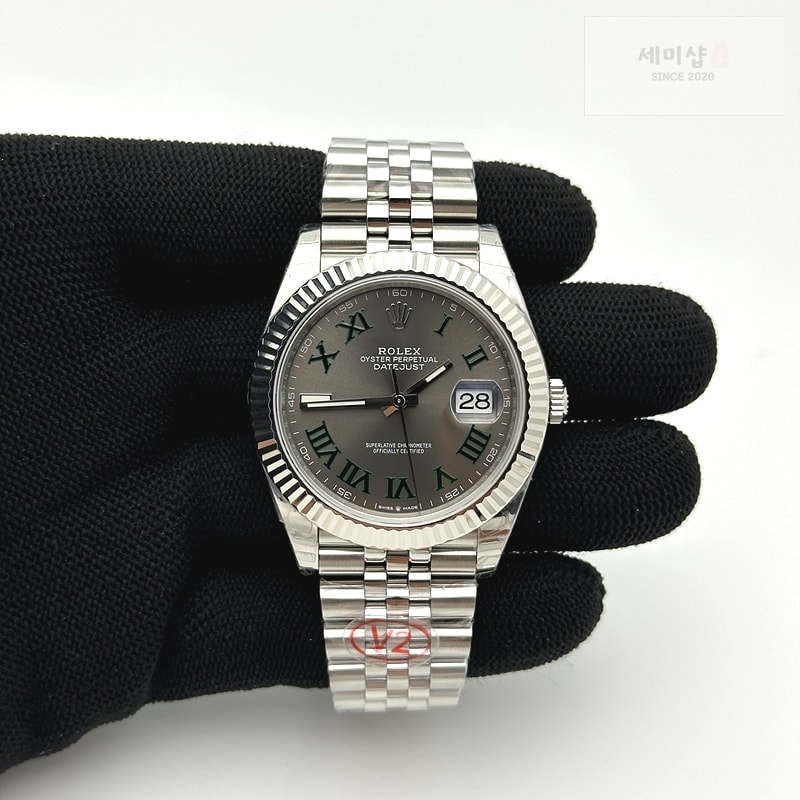 Rolex VS공장 롤렉스 데이저스트 41 스틸 슬레이트로만다이얼 쥬빌레브레이슬릿 윔블던 DJ2 41mm Jub Flt 904L SS/SS Grey/Rm VSF VS3235 시계 3번 이미지
