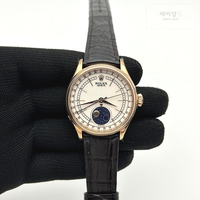 Rolex KZ공장 롤렉스 셀리니 로즈골드 금통 화이트다이얼 가죽스트랩 Cellini 50535 Moonphase RG KZF Best Edition White dial on leather strap A3195 (free a tool) 시계 1번 이미지