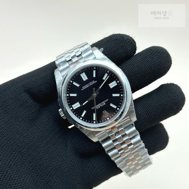 Rolex GM공장 롤렉스 오이스터퍼페츄얼 41 스틸 블랙다이얼 바인덱스 쥬빌레브레이슬릿 VR3230 GMF Rolex Oyster Perpetual 41 Black Dial Jubilee Braelet 시계 4번 이미지