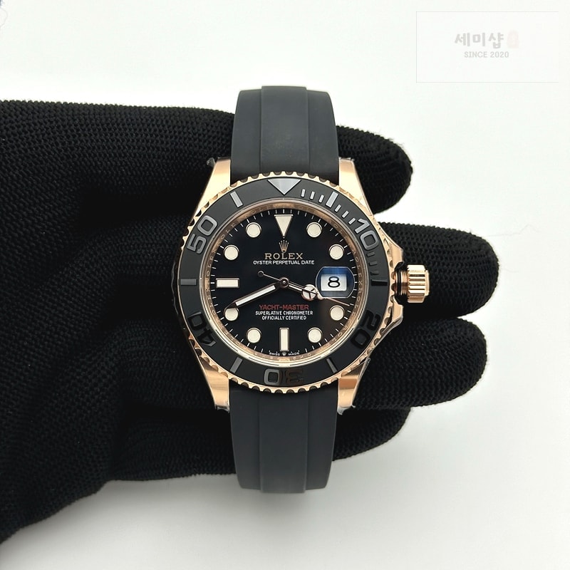 Rolex CLEAN공장 롤렉스 요트마스터 40 에버로즈골드금통 블랙다이얼 러버스트랩 클린공장 ROLYM218 - YachtMaster 126655 40mm RG/RU Blk Clean VR3235 시계 1번 이미지