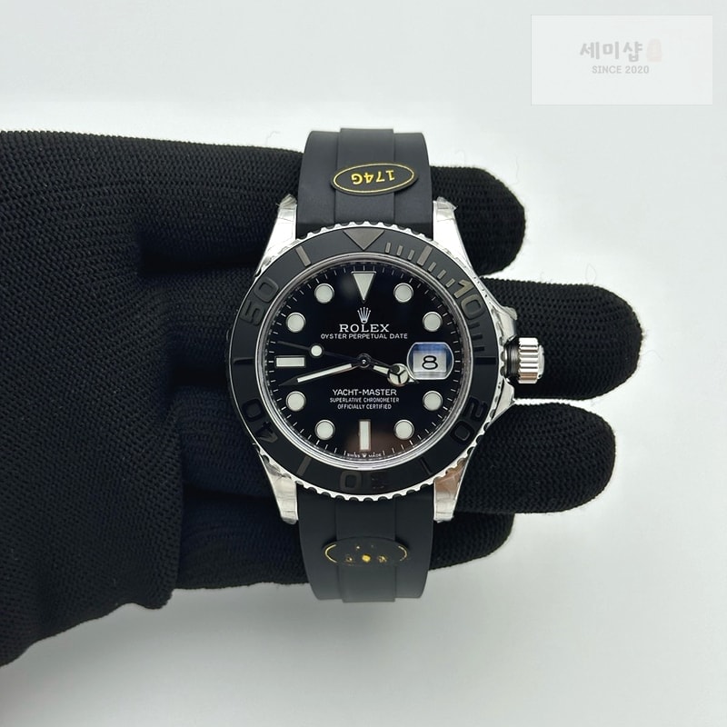 Rolex KF공장 롤렉스 요트마스터 42 스틸 블랙다이얼 러버스트랩 텅스텐 Yacht-Master 226659 KF 1:1 Best Edition YG Wrapped on Oysterflex Strap VR3235 (Gen Weight) 시계 1번 이미지