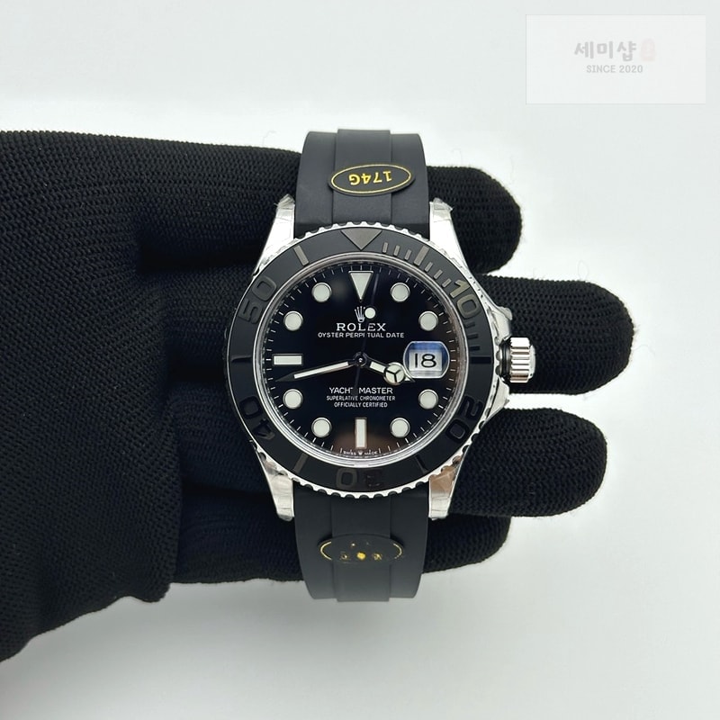 Rolex KF공장 롤렉스 요트마스터 42 스틸 블랙다이얼 러버스트랩 텅스텐 Yacht-Master 226659 KF 1:1 Best Edition YG Wrapped on Oysterflex Strap VR3235 (Gen Weight) 시계 2번 이미지
