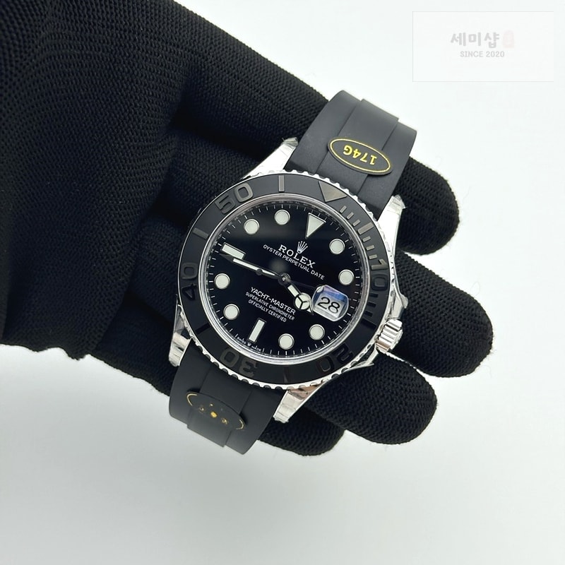 Rolex KF공장 롤렉스 요트마스터 42 스틸 블랙다이얼 러버스트랩 텅스텐 Yacht-Master 226659 KF 1:1 Best Edition YG Wrapped on Oysterflex Strap VR3235 (Gen Weight) 시계 5번 이미지