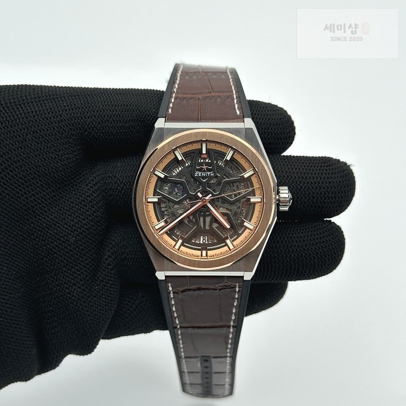 제니스 LF공장 제니스 데피 클래식 스켈레톤 로즈골드콤비 블랙다이얼 거미스트랩 ZEN048C - Defy Classic Skeleton YG/SS/LE Ske LF V2 A2892 시계 1번 이미지