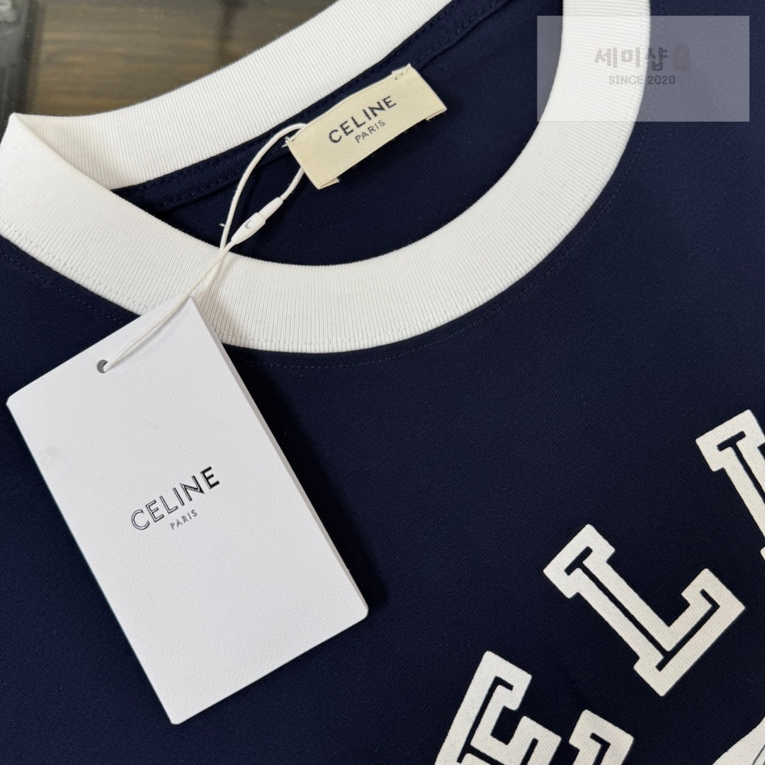 C E L I N E 셀린느 링거 티셔츠 코튼 저지 네이비 화이트 의류 5번 이미지