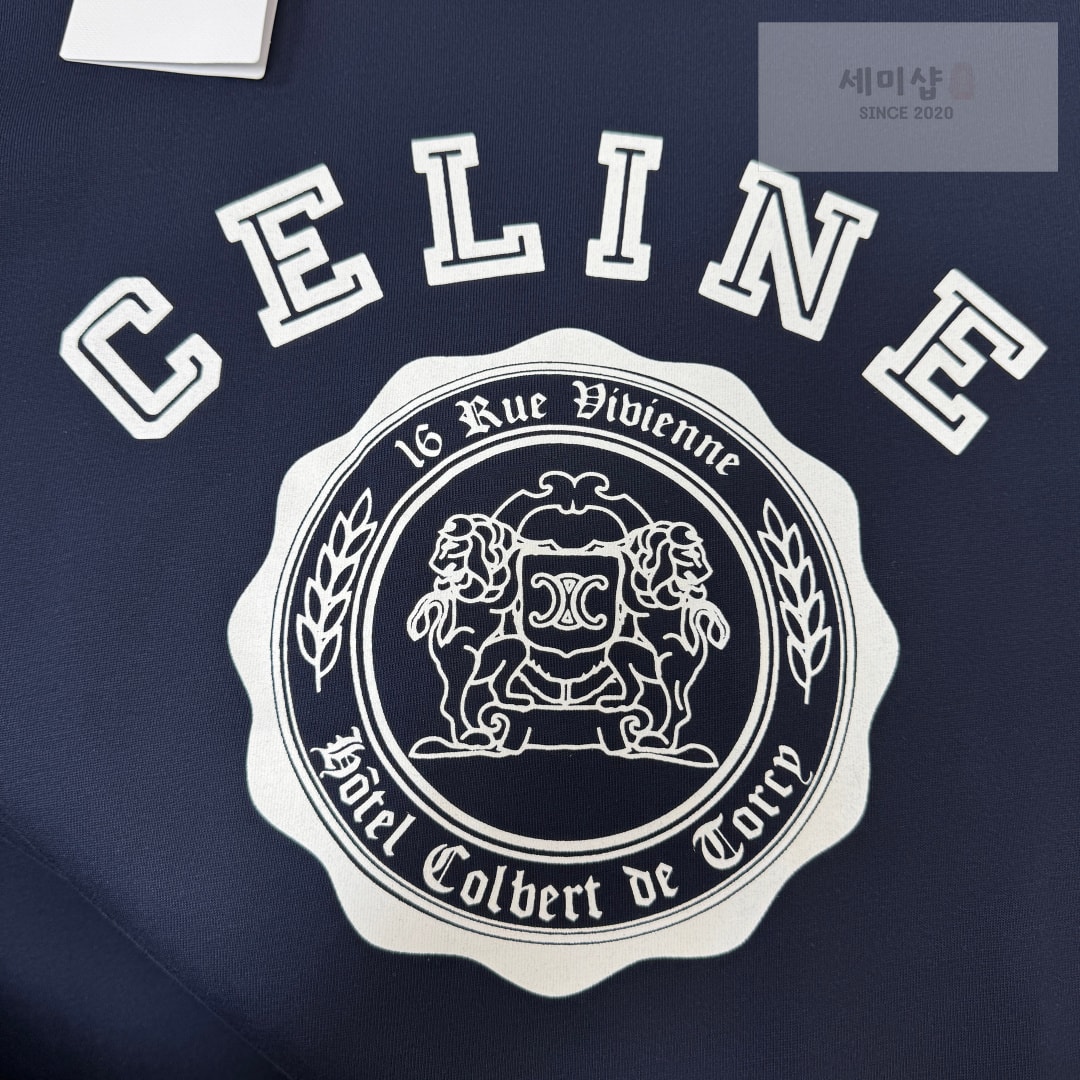 C E L I N E 셀린느 링거 티셔츠 코튼 저지 네이비 화이트 의류 6번 이미지