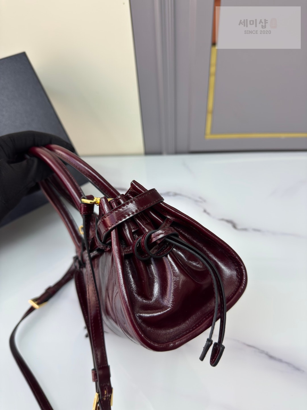 프라다 프라다 보니 미니 탑 핸들 그라나토 버건디 Bag 3번 이미지