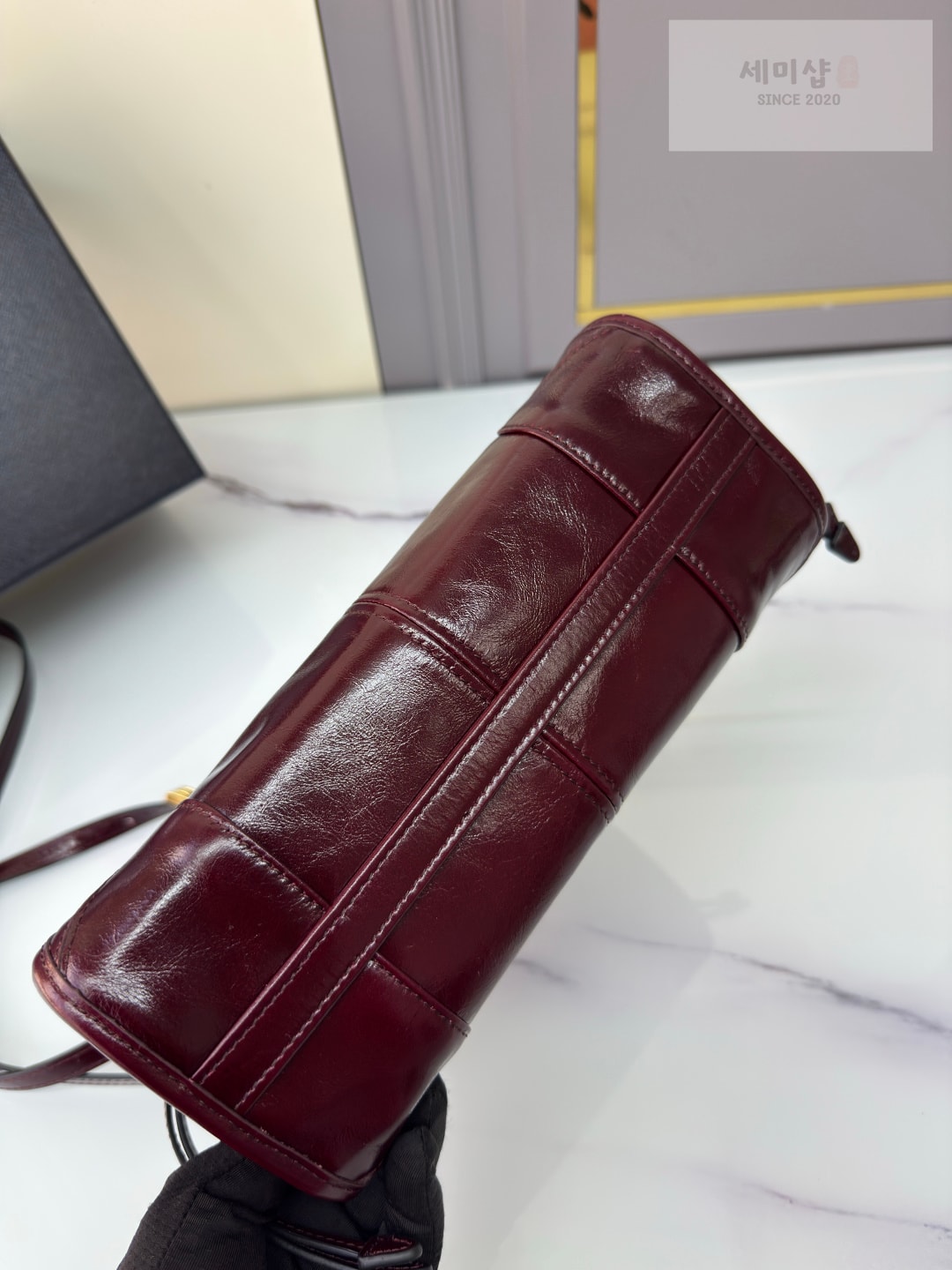 프라다 프라다 보니 미니 탑 핸들 그라나토 버건디 Bag 4번 이미지
