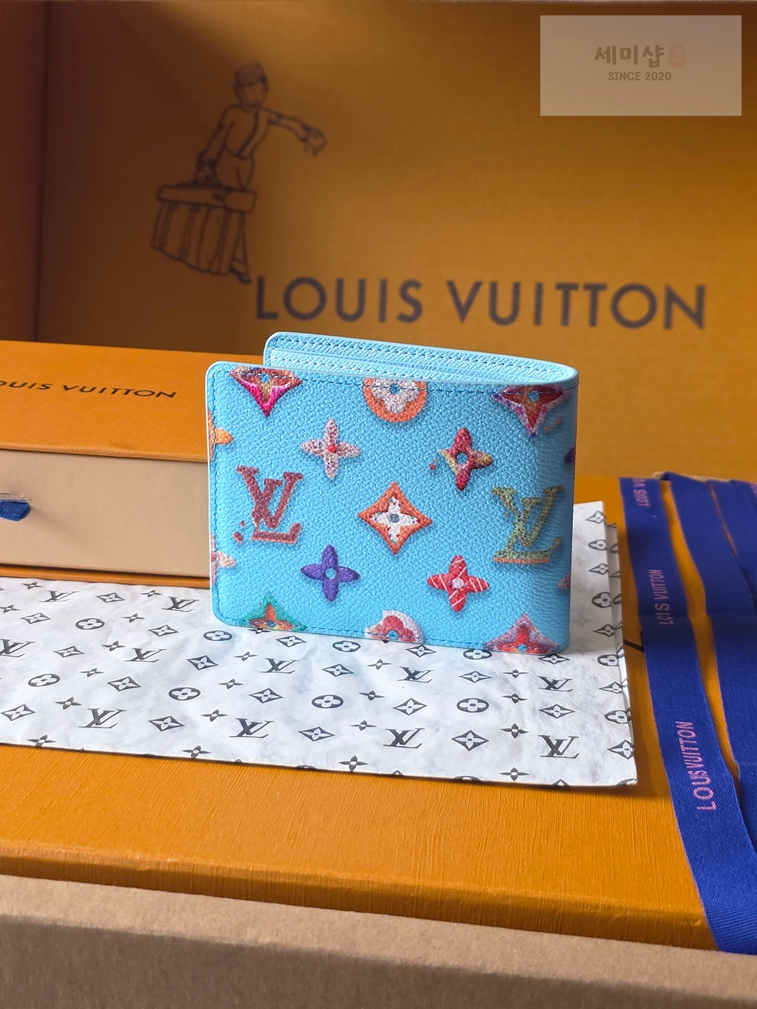 Louis Vuitton 루이비통 슬렌더 월릿 모노그램 크래커 블루 모노그램 블루 지갑 2번 이미지