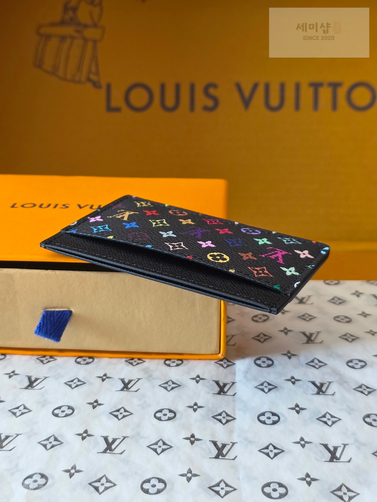 Louis Vuitton 루이비통 포르트 카르트 심플 모노그램 멀티컬러 블랙 멀티컬러 지갑 5번 이미지