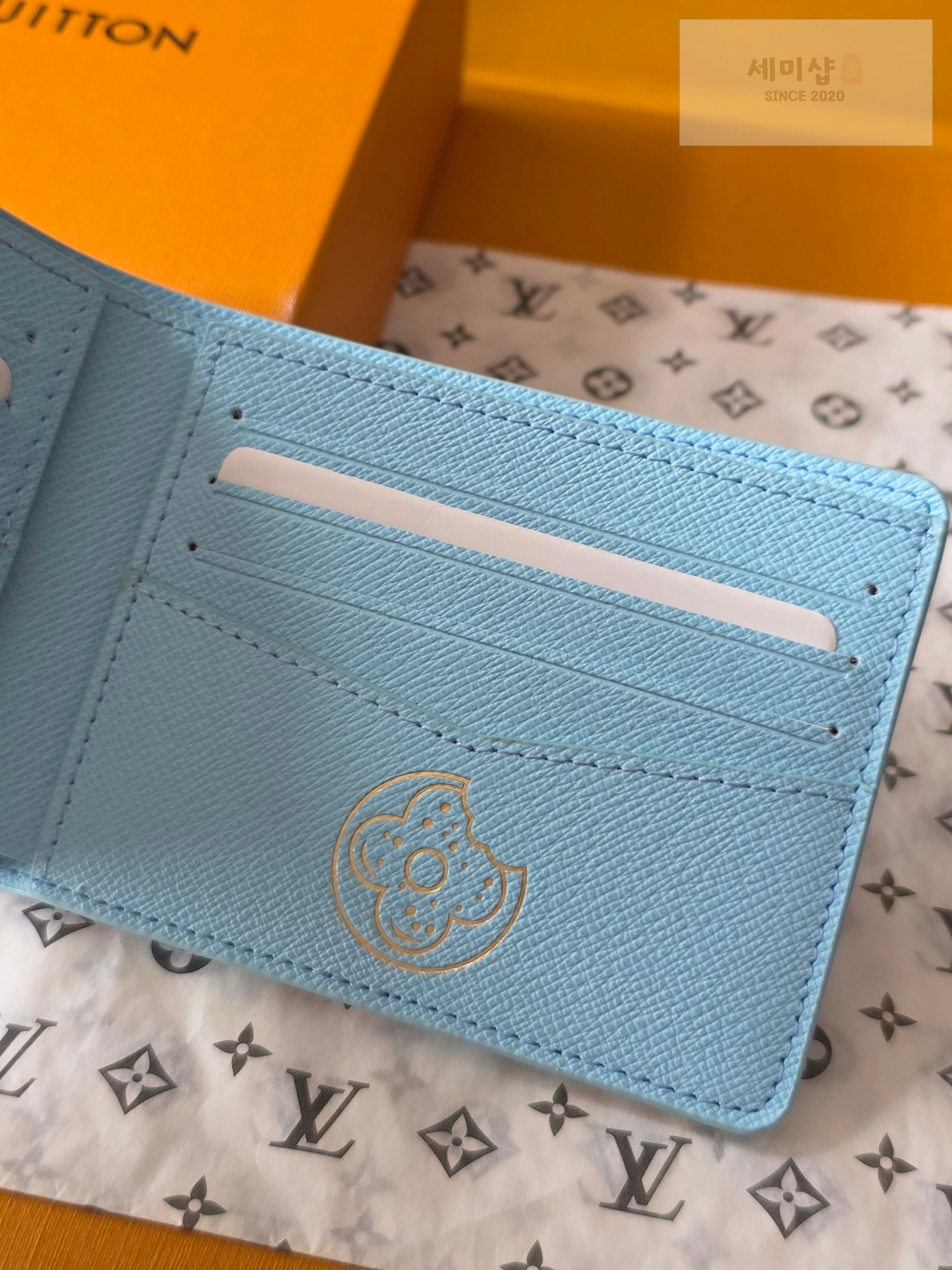 Louis Vuitton 루이비통 슬렌더 월릿 모노그램 크래커 블루 모노그램 블루 지갑 6번 이미지