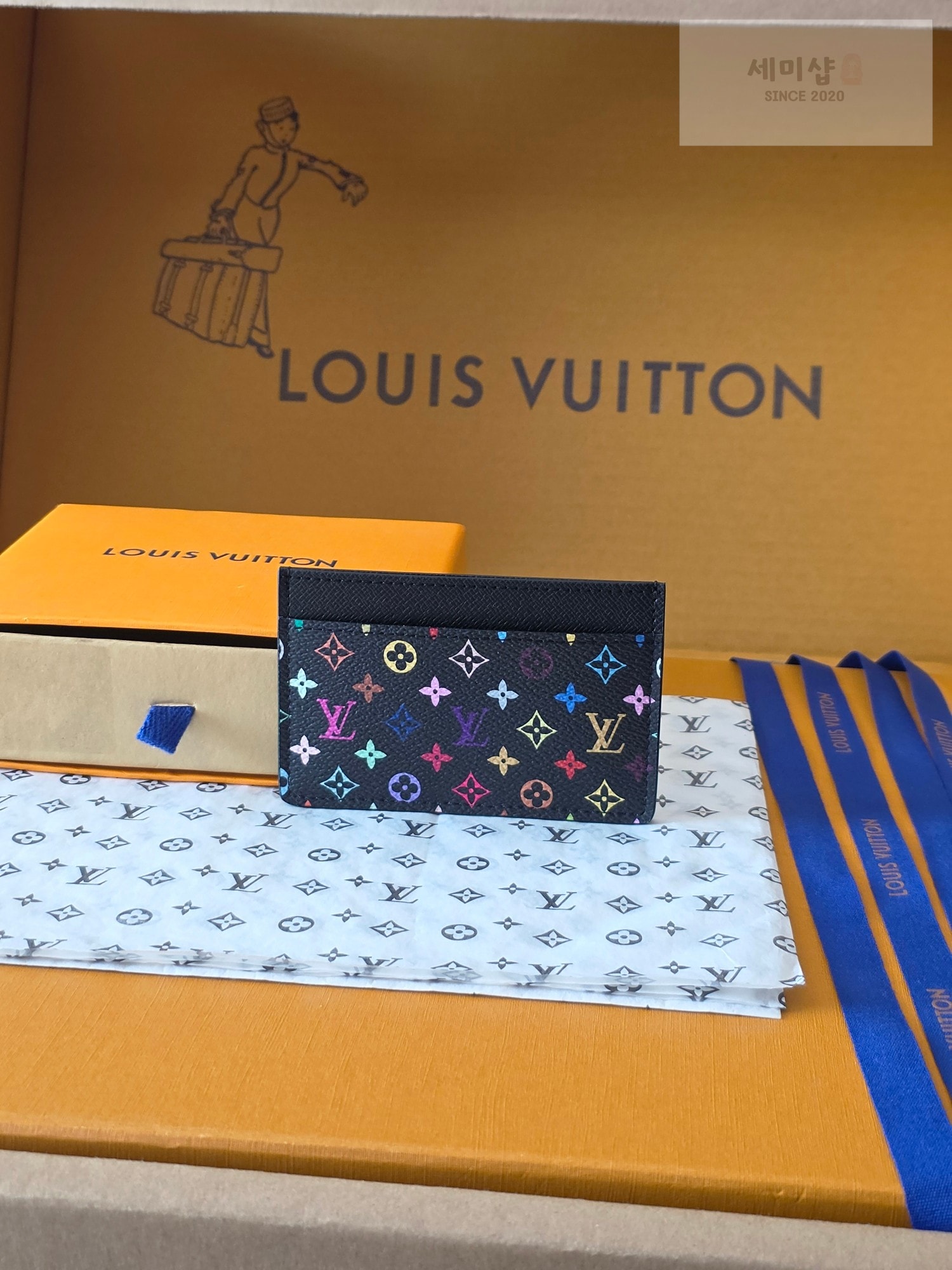 Louis Vuitton 루이비통 포르트 카르트 심플 모노그램 멀티컬러 블랙 멀티컬러 지갑 2번 이미지