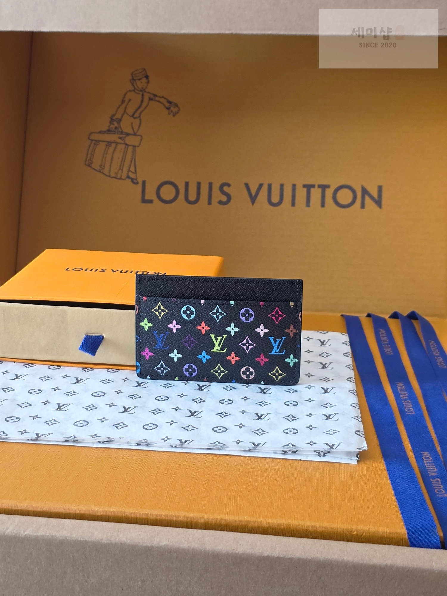 Louis Vuitton 루이비통 포르트 카르트 심플 모노그램 멀티컬러 블랙 멀티컬러 지갑 1번 이미지