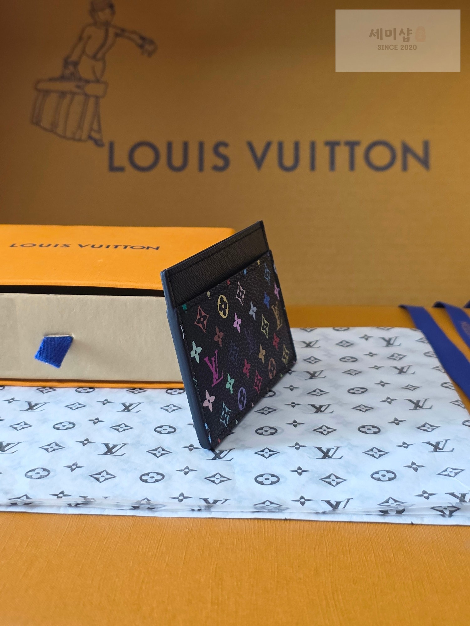 Louis Vuitton 루이비통 포르트 카르트 심플 모노그램 멀티컬러 블랙 멀티컬러 지갑 4번 이미지