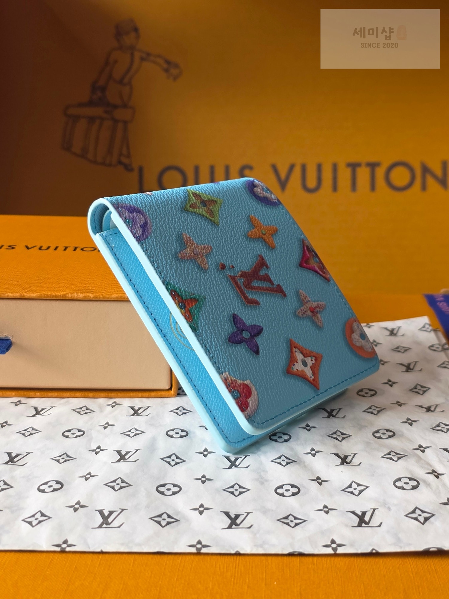 Louis Vuitton 루이비통 슬렌더 월릿 모노그램 크래커 블루 모노그램 블루 지갑 4번 이미지