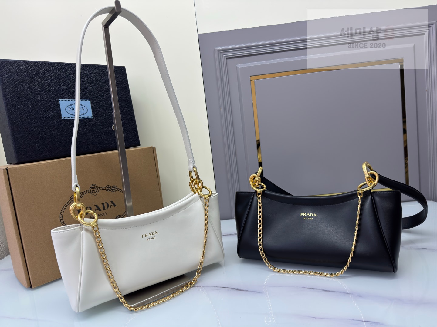 프라다 프라다 스몰 가죽 숄더백 블랙 Bag 1번 이미지