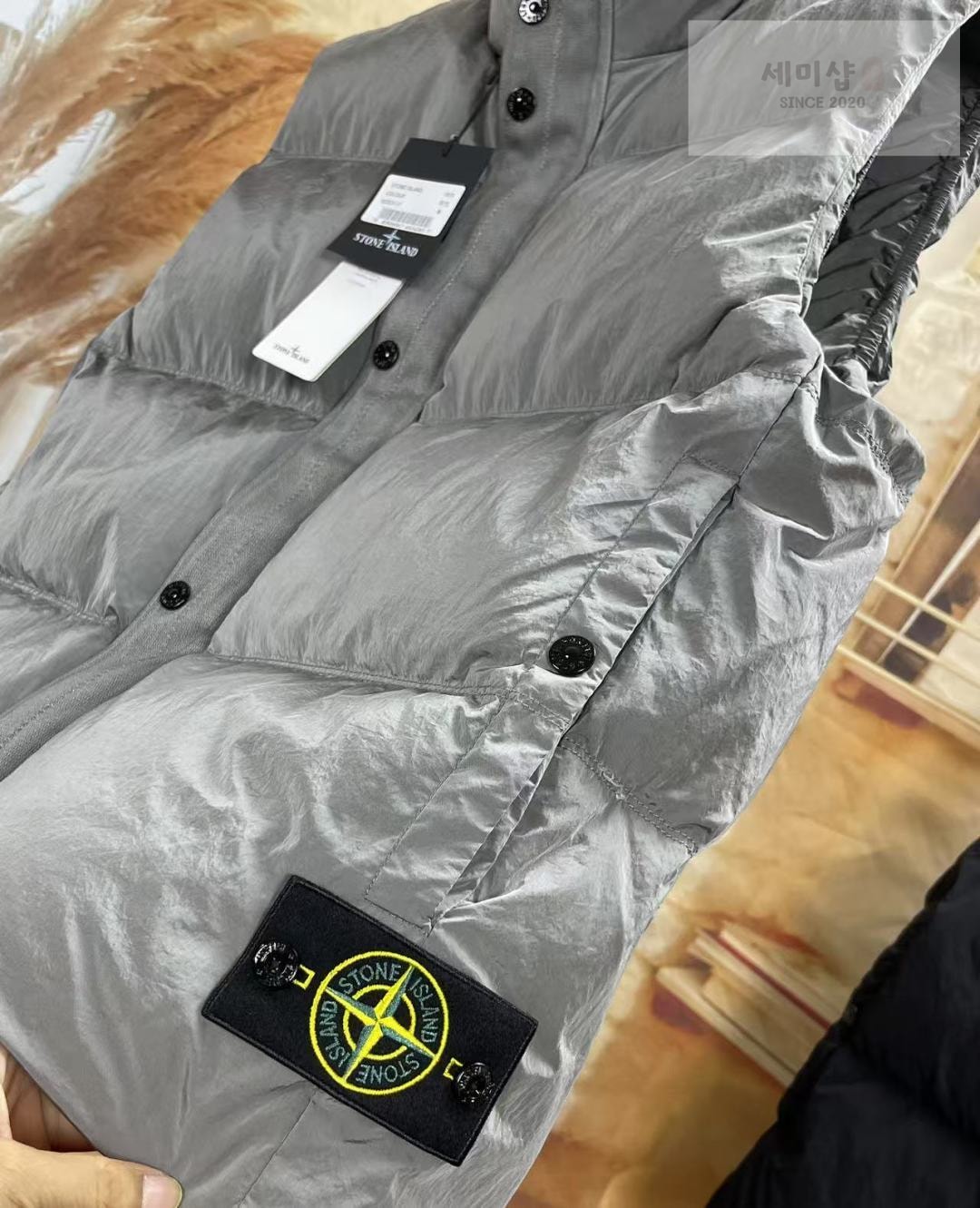 Stone Island 스톤아릴랜드 메탈 가먼트 다이 다운 베스트 스틸 그레이 의류 4번 이미지