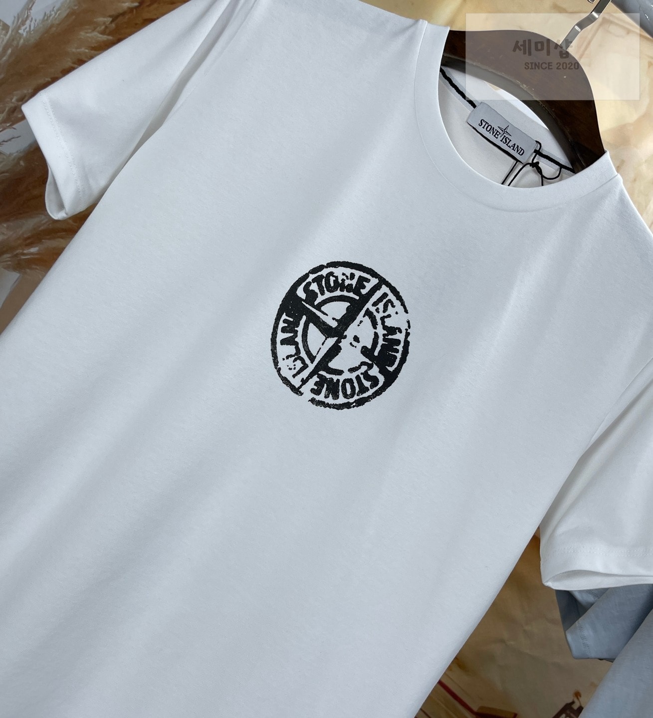 Stone Island 스톤아일랜드 코튼 저지 스템프 로고 티셔츠 화이트 블랙로고 의류 3번 이미지