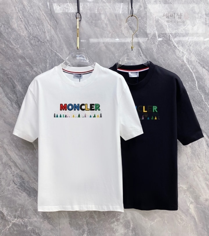 몽클레어 몽클레어 멀티컬러 자수 로고 티셔츠 블랙 의류 2번 이미지