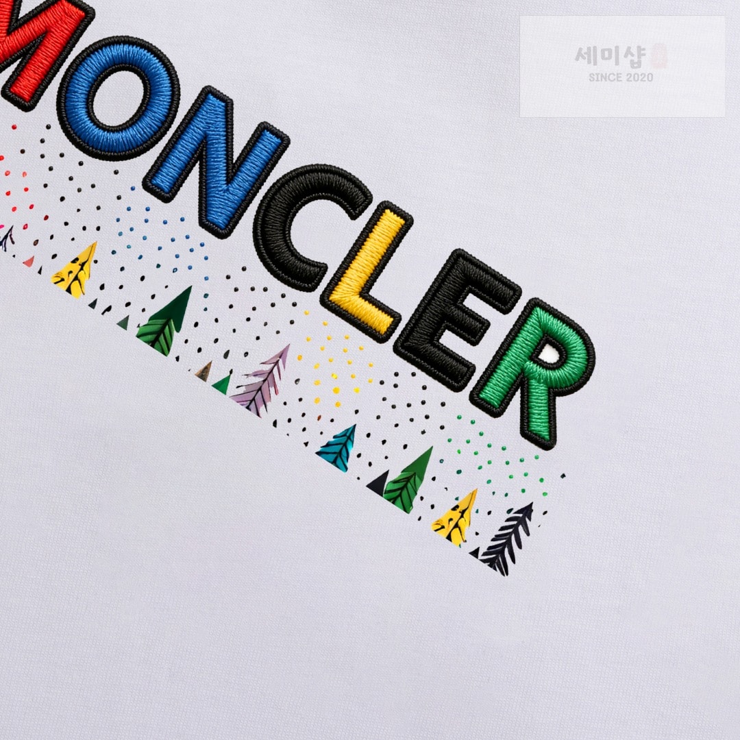 몽클레어 몽클레어 멀티컬러 자수 로고 티셔츠 블랙 의류 14번 이미지