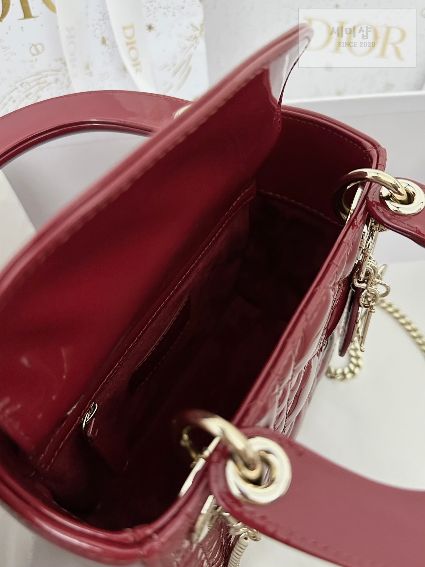 D I O R 디올 페이던트 미니 레이디백 체리 레드 Bag 9번 이미지