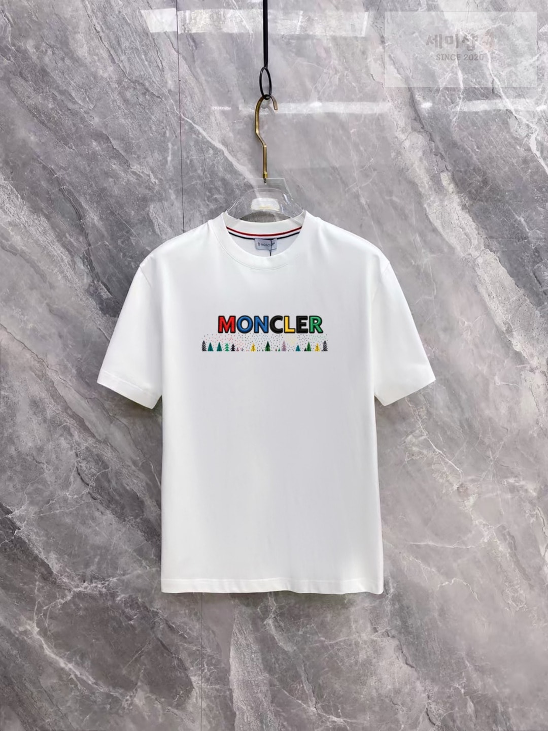 몽클레어 몽클레어 멀티컬러 자수 로고 티셔츠 블랙 의류 9번 이미지