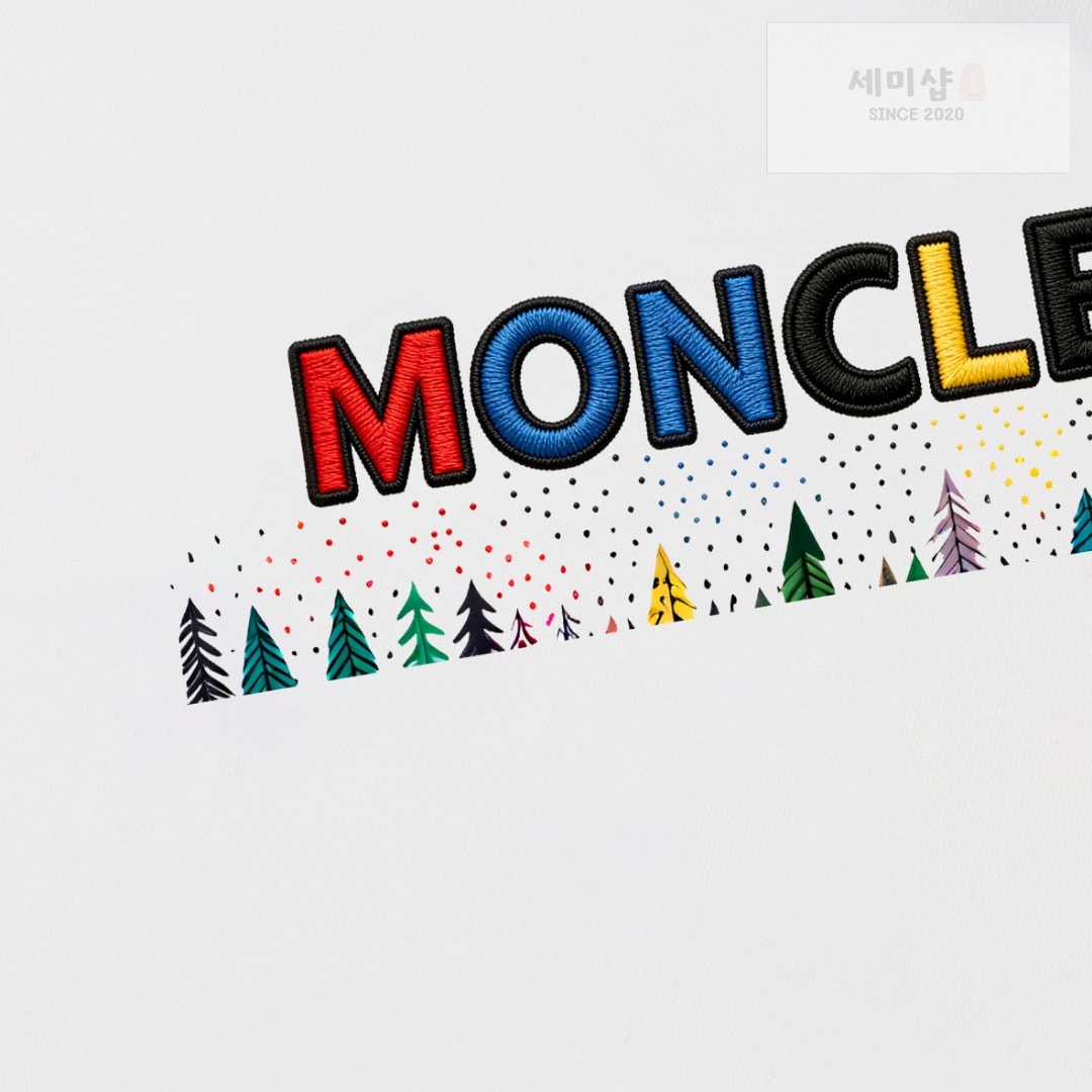 몽클레어 몽클레어 멀티컬러 자수 로고 티셔츠 블랙 의류 13번 이미지