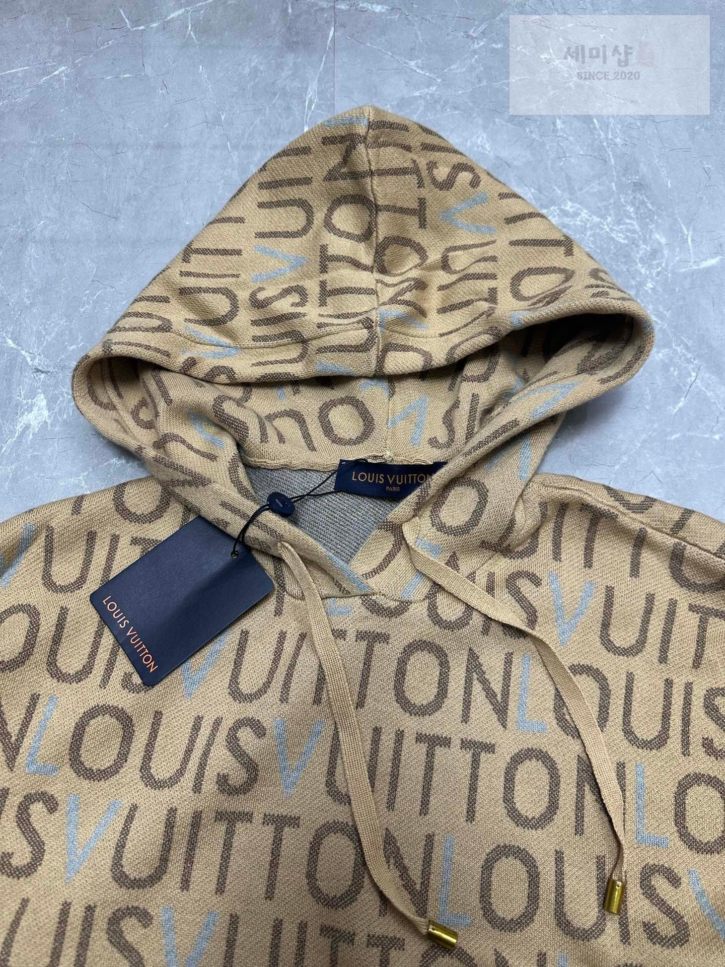루이비통 루이비통 자카드 Louis Vuitton 시그니처 후디 샌드 카멜 의류 4번 이미지